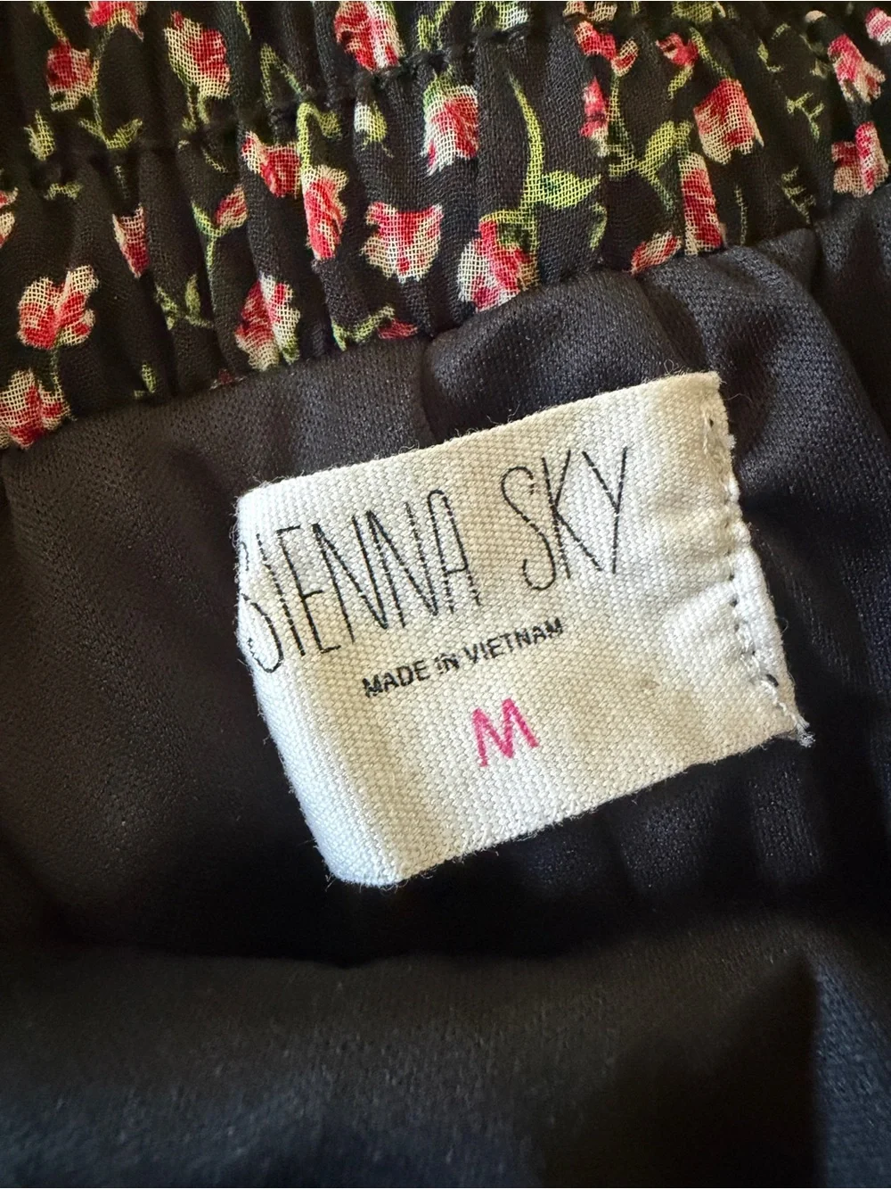 Sienna Sky Black Tiered Skirt with Pink Floral Print (Unworn)